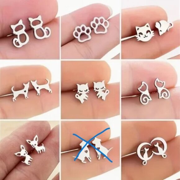 Various Jewelry - Purr-fectly Cute - Choice - Stainless Steel Post Earrings